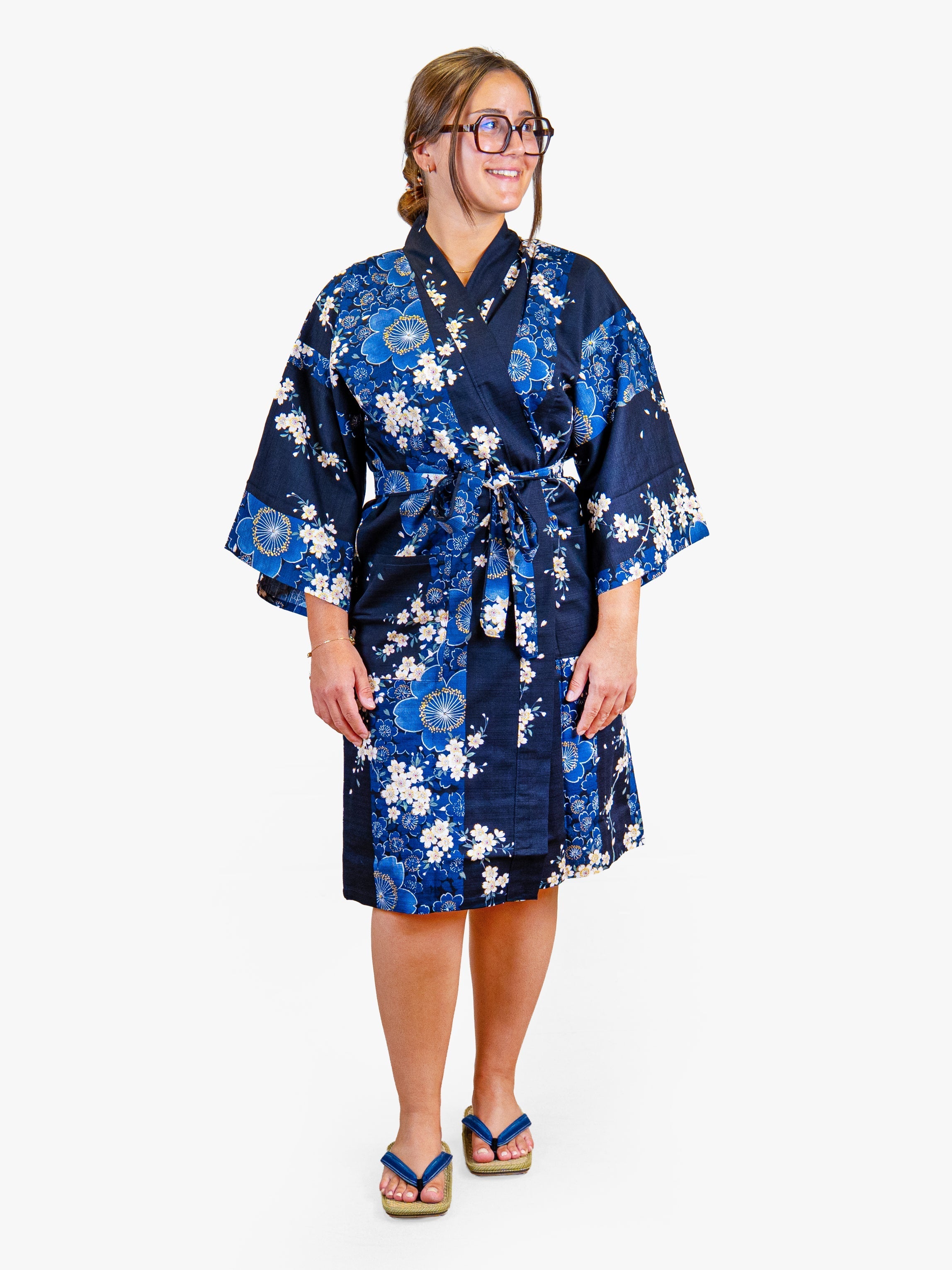 Naisten Happi-kimono, sininen Sakura