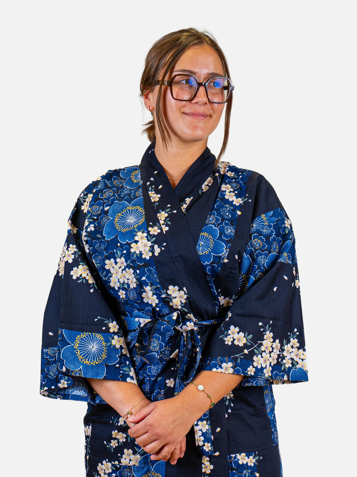 Naisten Happi-kimono, sininen Sakura