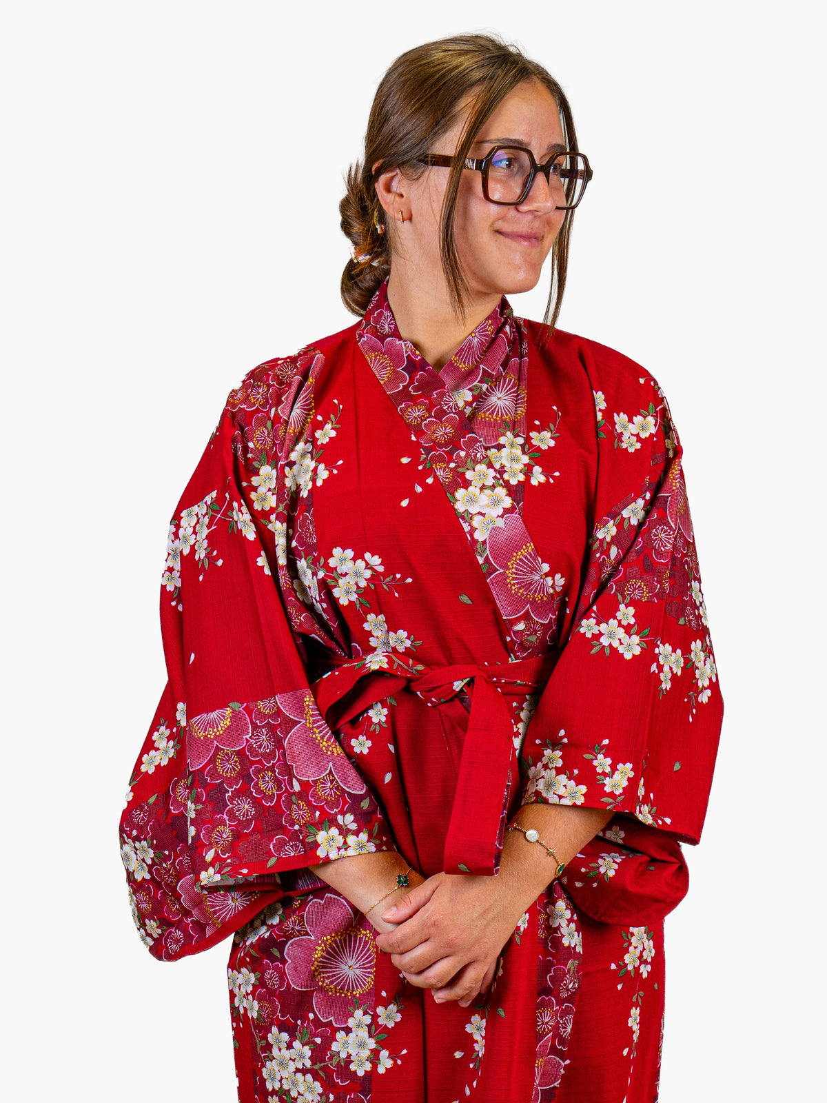 Naisten japanilainen kimono, punainen Sakura