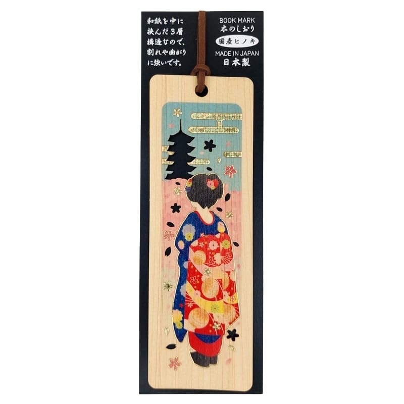 Kirjanmerkki Japanilainen sypressi Geisha & Pagoda