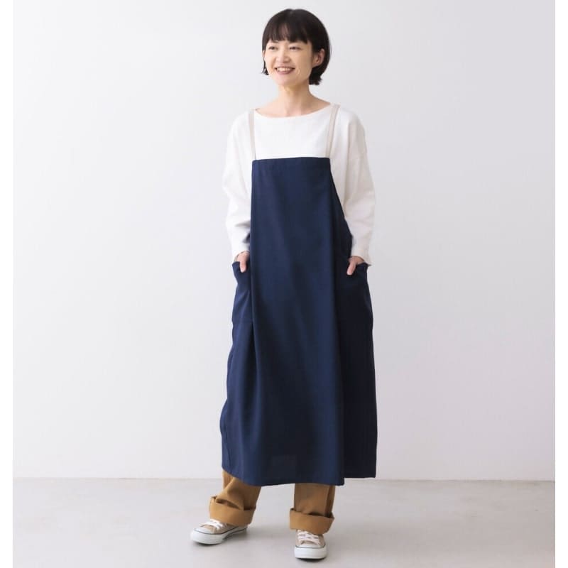 Laivastonsininen pitkä japanilainen esiliina