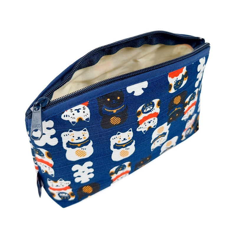 Maneki Neko japanilainen kytkin laukku sininen