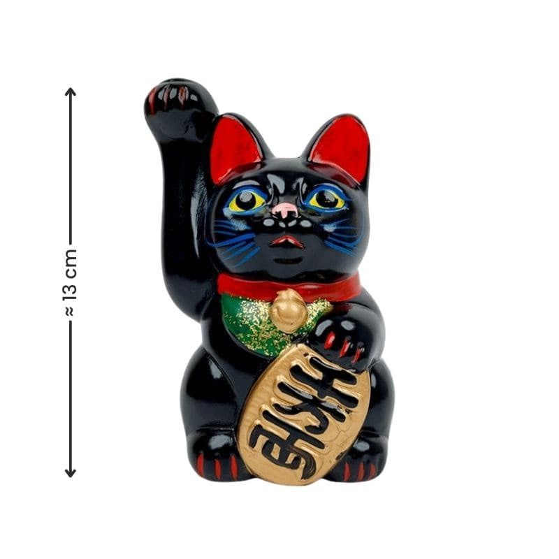 Maneki Neko Musta Seto - 13 cm