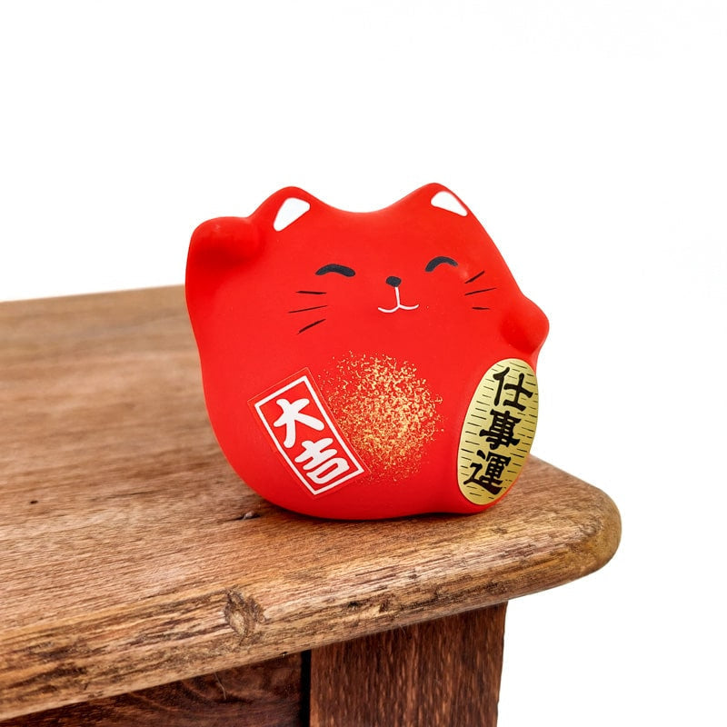Maneki Neko pyöreä punainen