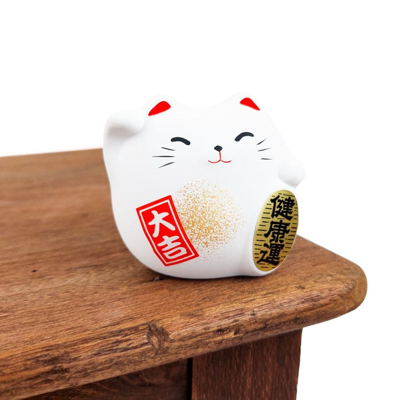 Maneki Neko pyöreä valkoinen