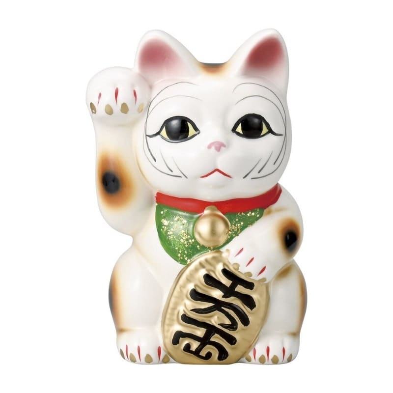 Maneki Neko Valkoinen Oikea Oikea tassu - 17 cm