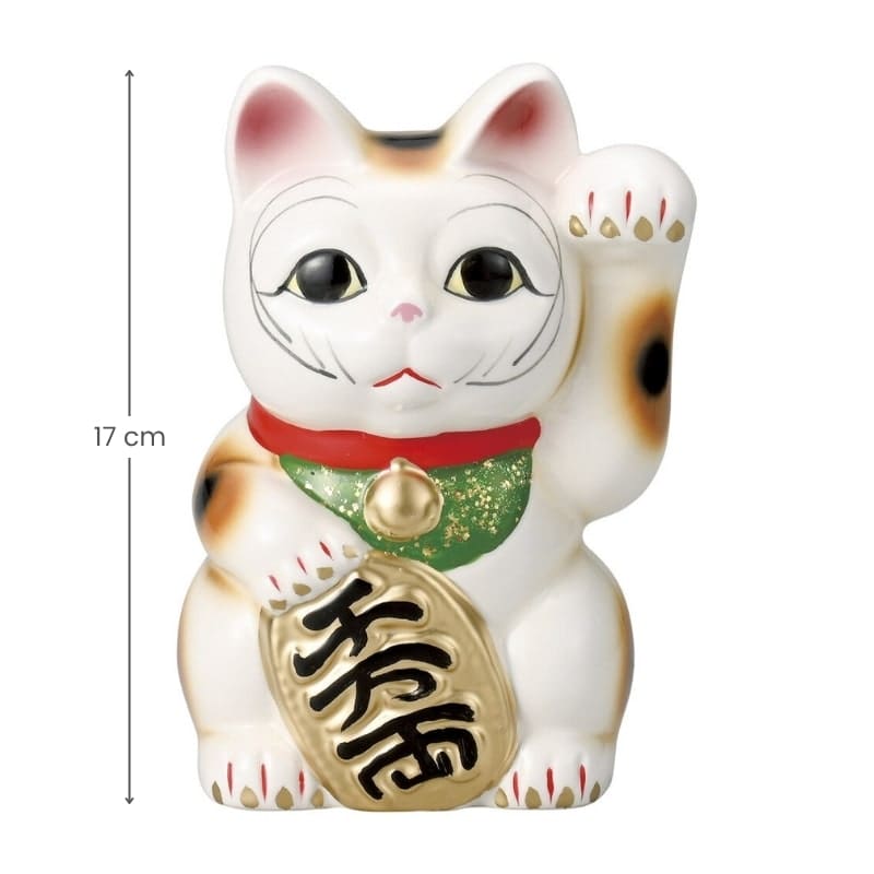 Maneki Neko Valkoinen vasen tassu - 17 cm