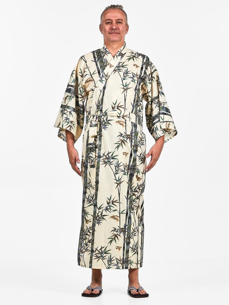 Miesten japanilainen bambu-kimono - Yksi koko