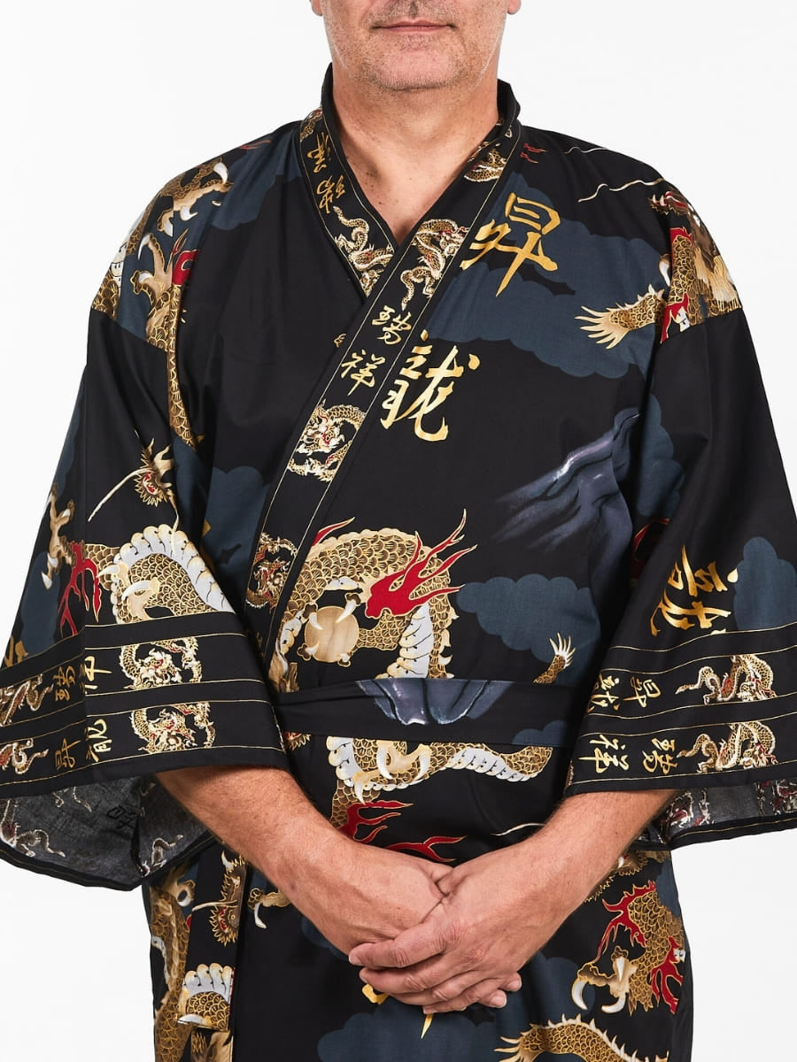 Miesten japanilainen lohikäärme Kimono - Yksi koko