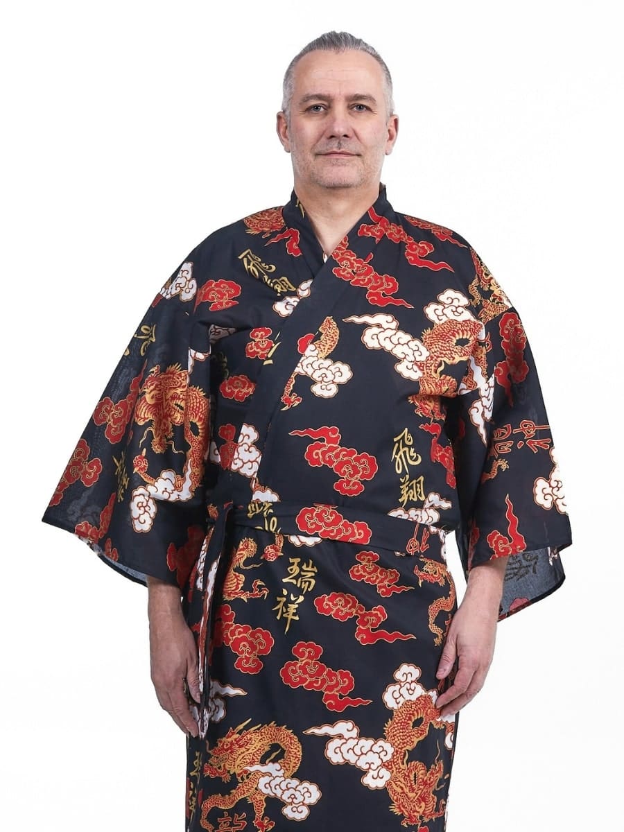 Miesten Yukata Kimono Ryū to Kumo Yukata Kimono Ryū to Kumo