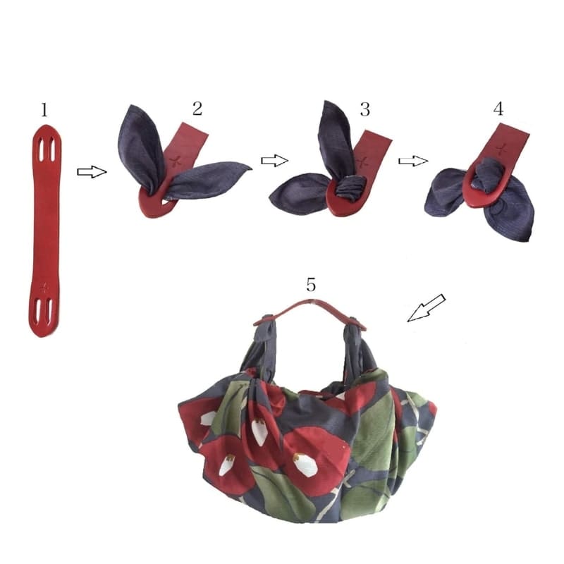 Nahkakahvainen Furoshiki laukku
