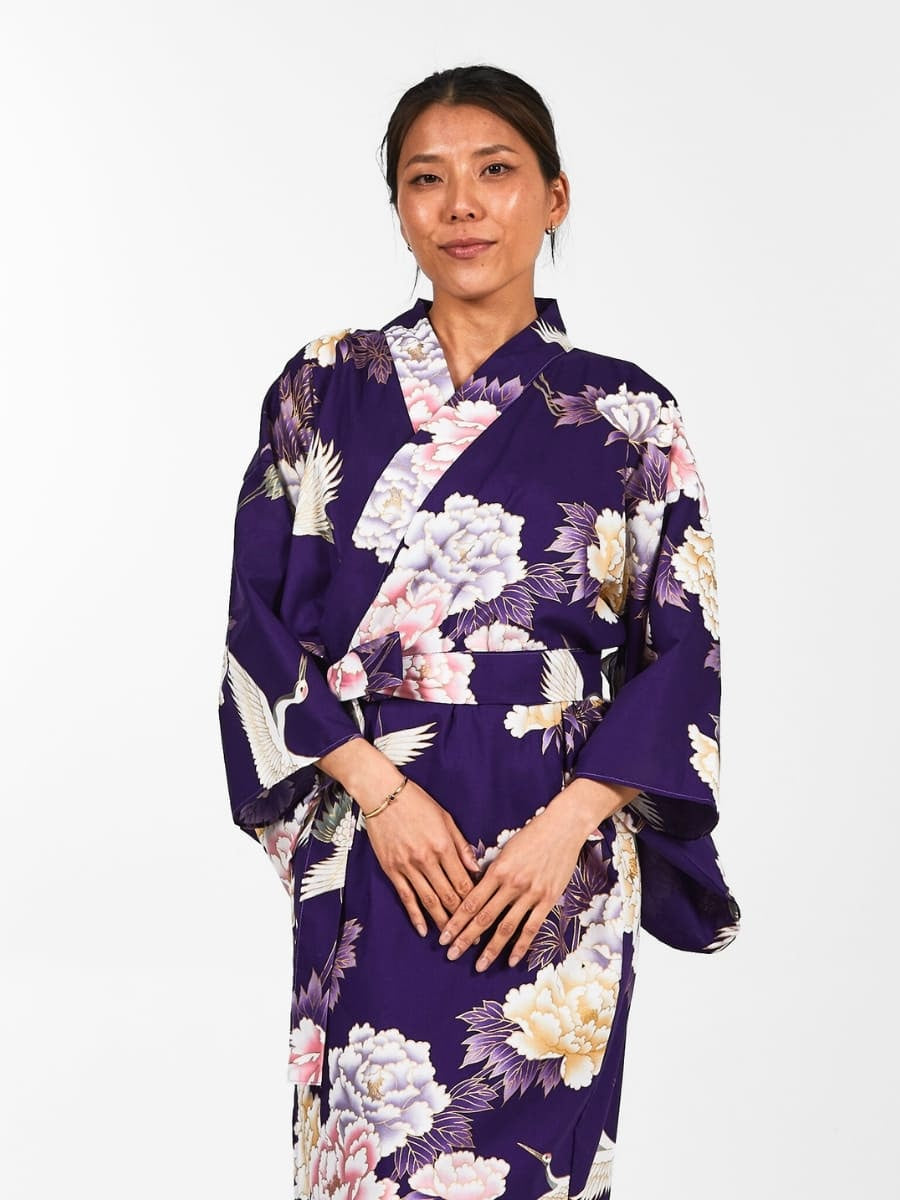 Naisten Botan to Tsuru Japanilainen Kimono - Yksi koko