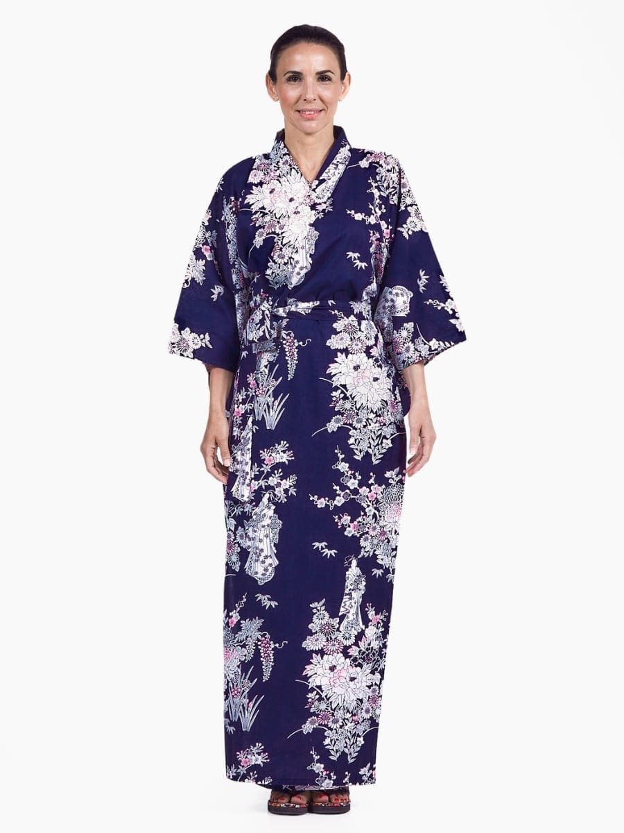 Naisten Yukata Kimono Peony & Geisha - S