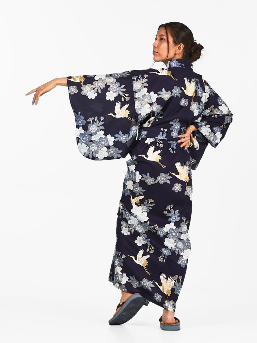Naisten Yukata Kimono Sakura to Tsuru