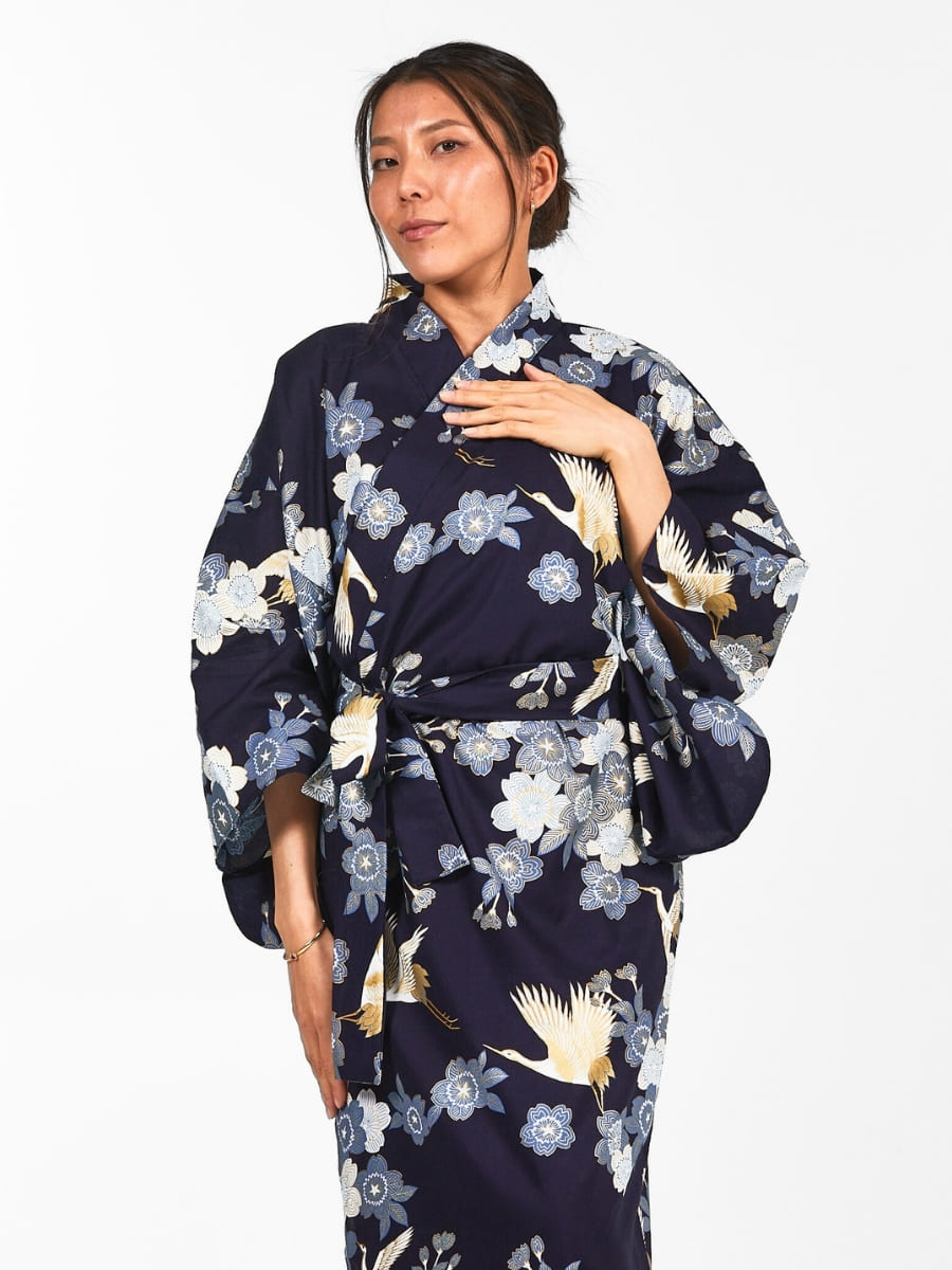 Naisten Yukata Kimono Sakura to Tsuru