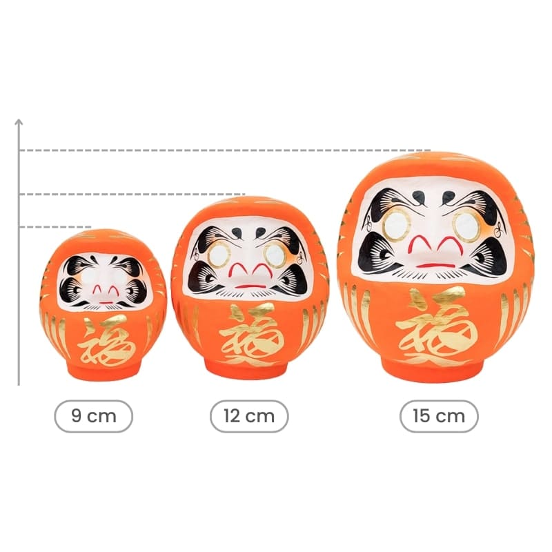 Oranssi japanilainen Daruma - 9-15 cm