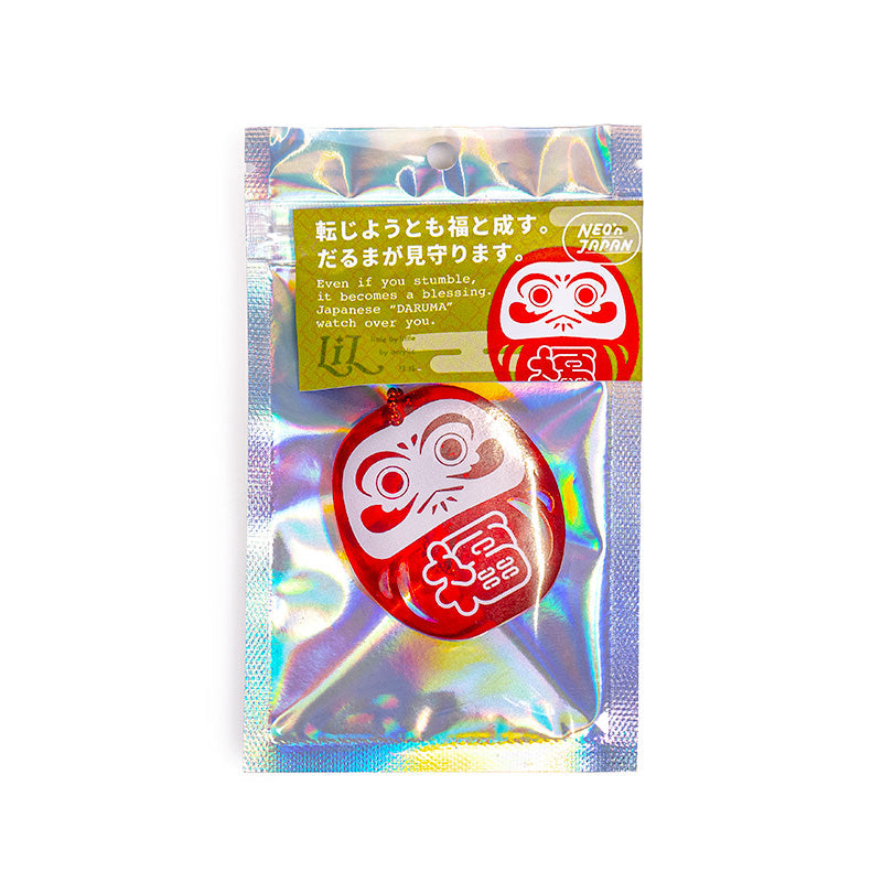 Fluoresoiva punainen Daruma-avaimenperä