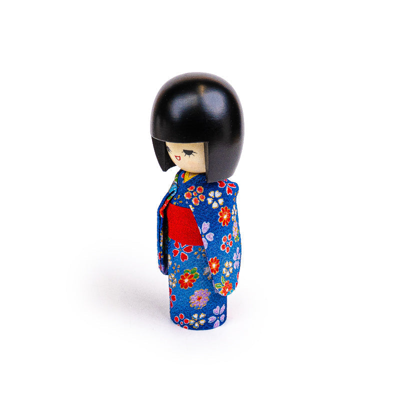 Japanilainen Kokeshi Kimono Nukke Sininen