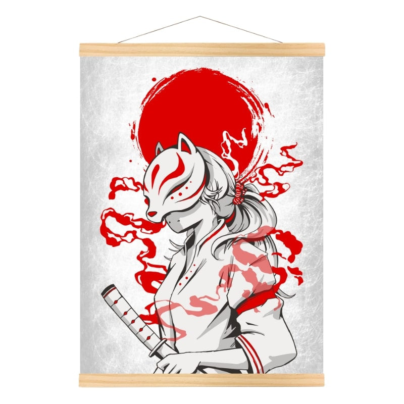 Japanilainen Samurai Kitsune juliste - A3