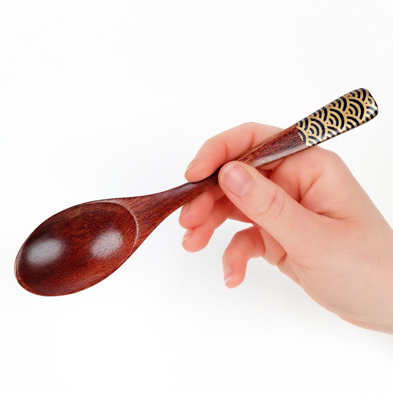 Seigaiha japanilainen puinen lusikka - sininen