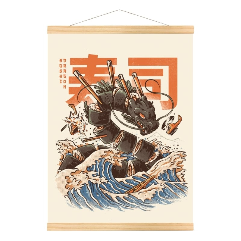 Japanilainen Sushi-lohikäärme juliste - A3
