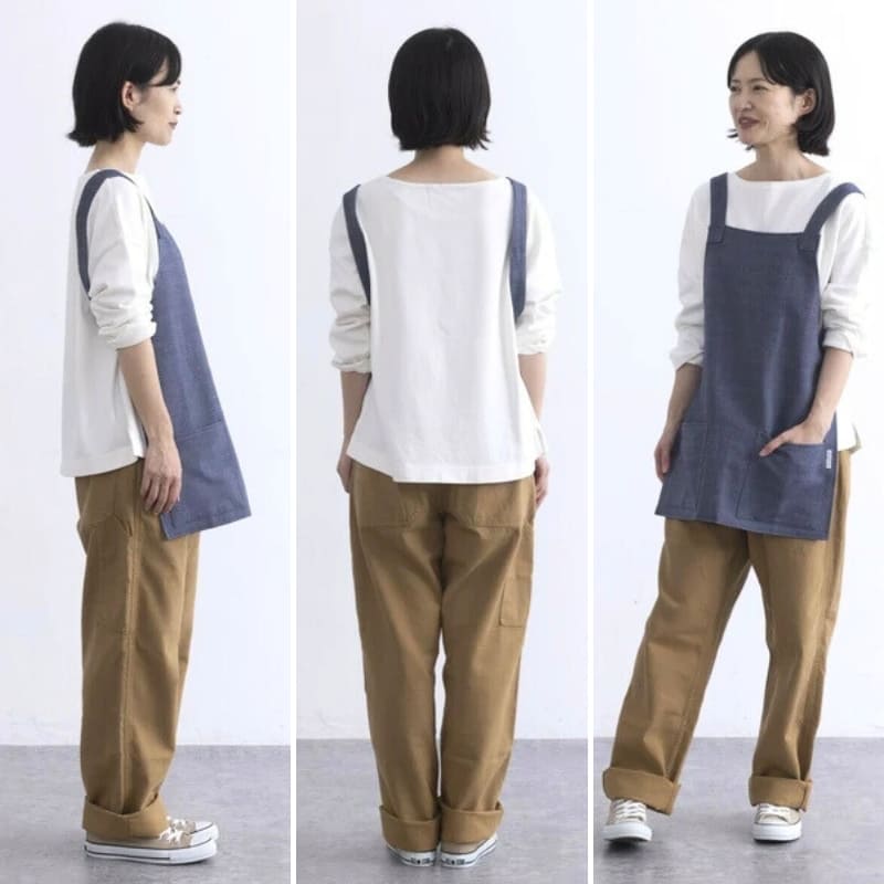 Unisex sininen lyhyt japanilainen esiliina