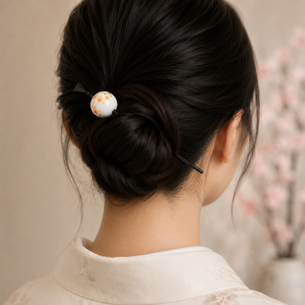 Japanilainen Tama Kanzashi Ukidama, valkoinen