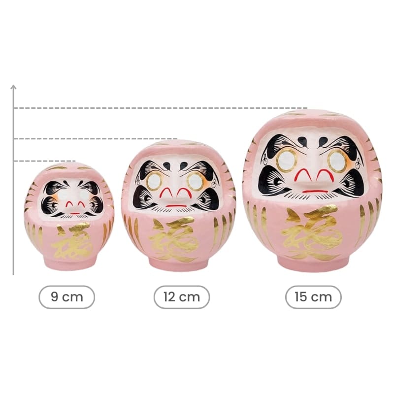 Vaaleanpunainen japanilainen Daruma - 9-15 cm
