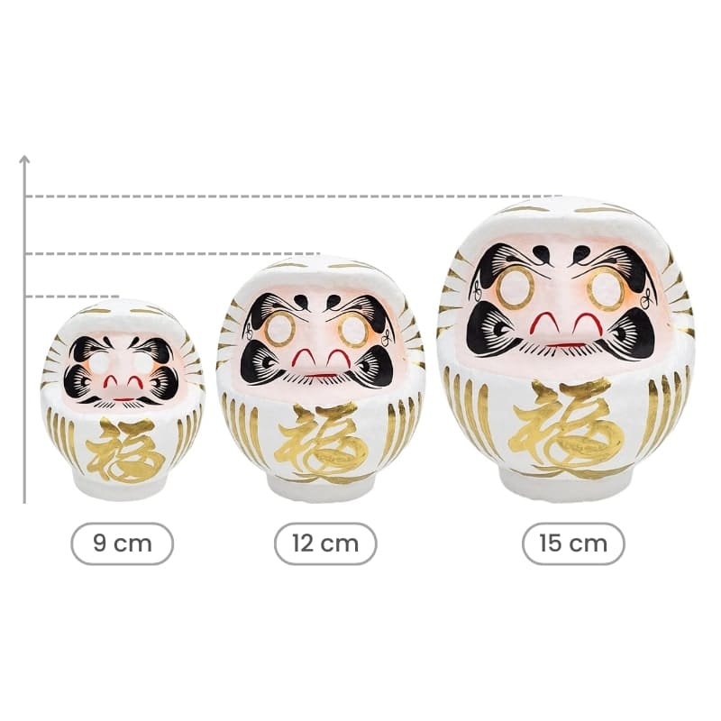 Valkoinen japanilainen Daruma - 9-15 cm