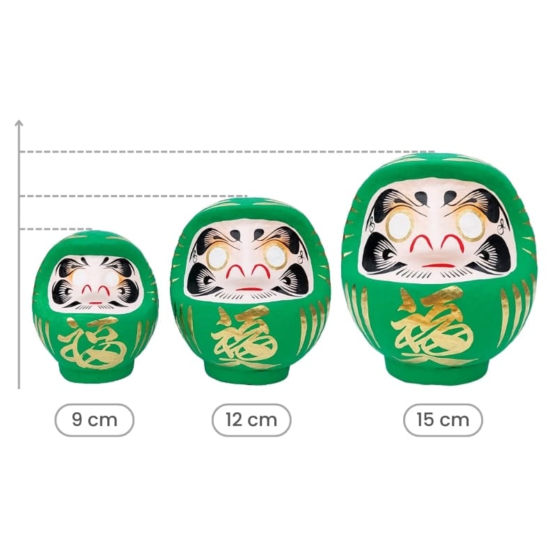 Vihreä japanilainen Daruma - 9-15 cm