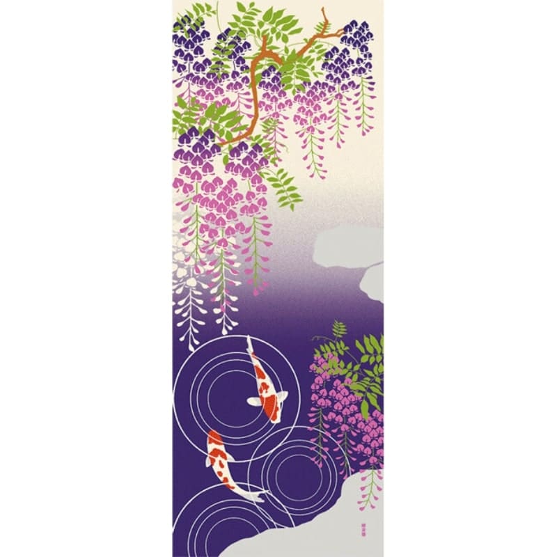 Wisteria & Koi Japanilainen Tenugui