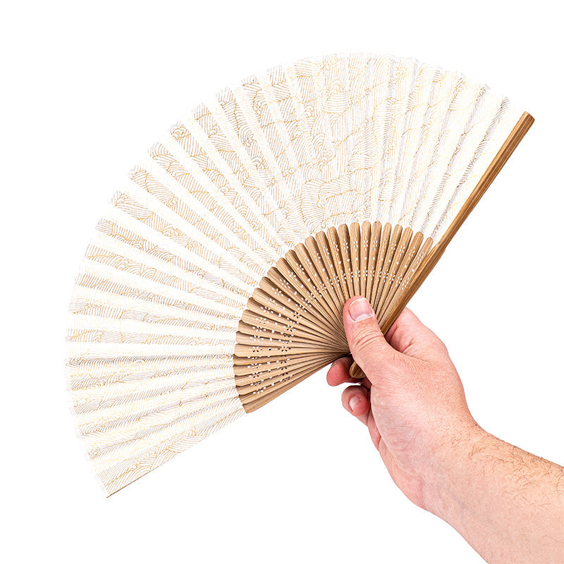 Japanilainen Viuhka Mino Washi - Valkoiset Aallot