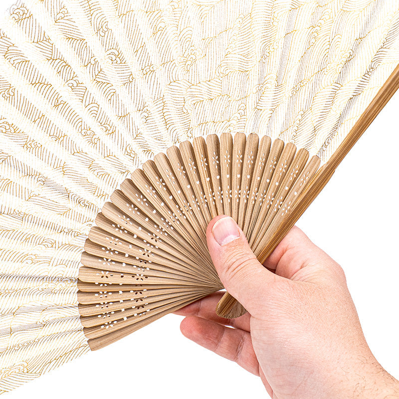 Japanilainen Viuhka Mino Washi - Valkoiset Aallot