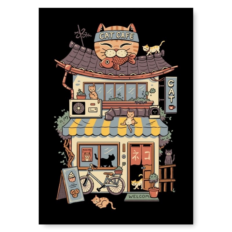 Japanilainen Neko Café -juliste - A3