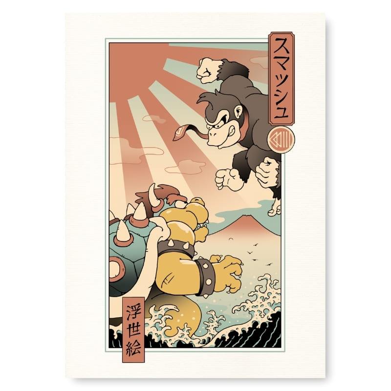 Ukiyo-e Kaiju Smash Japanilainen juliste - A3