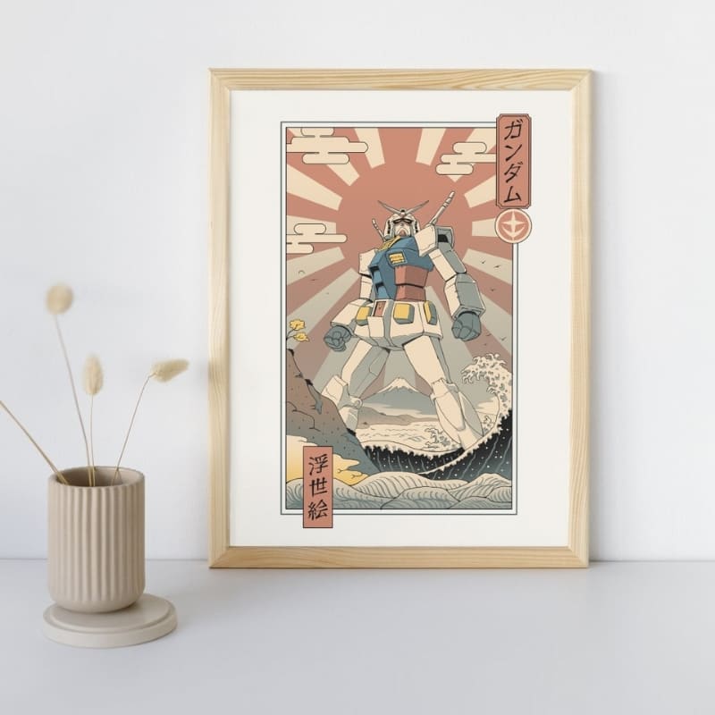 Japanilainen Ukiyo-e Mecha & Fuji juliste - A3