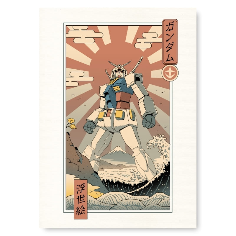 Japanilainen Ukiyo-e Mecha & Fuji juliste - A3