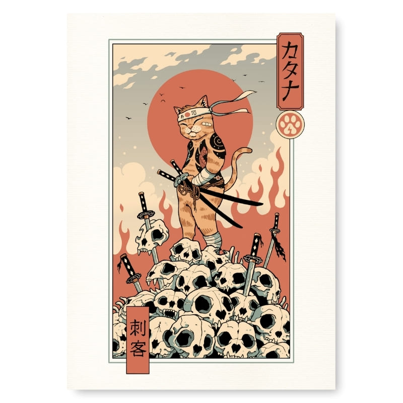 Japanilainen Ukiyo-e Neko Assassin -juliste - A3