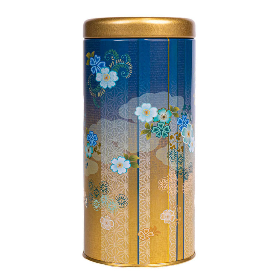Sininen japanilainen metallinen teepurkki, Bokashi