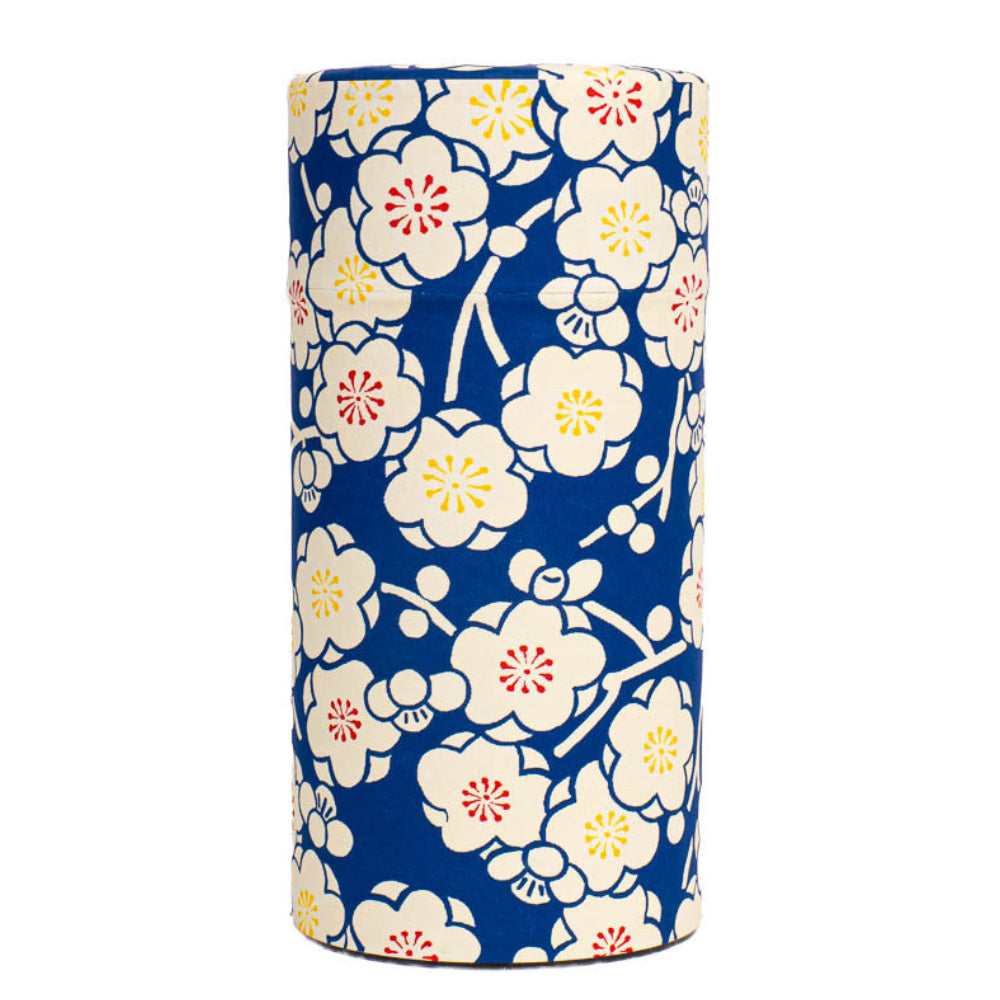 Sininen Ume-kuvioinen washi-paperinen teepurkki