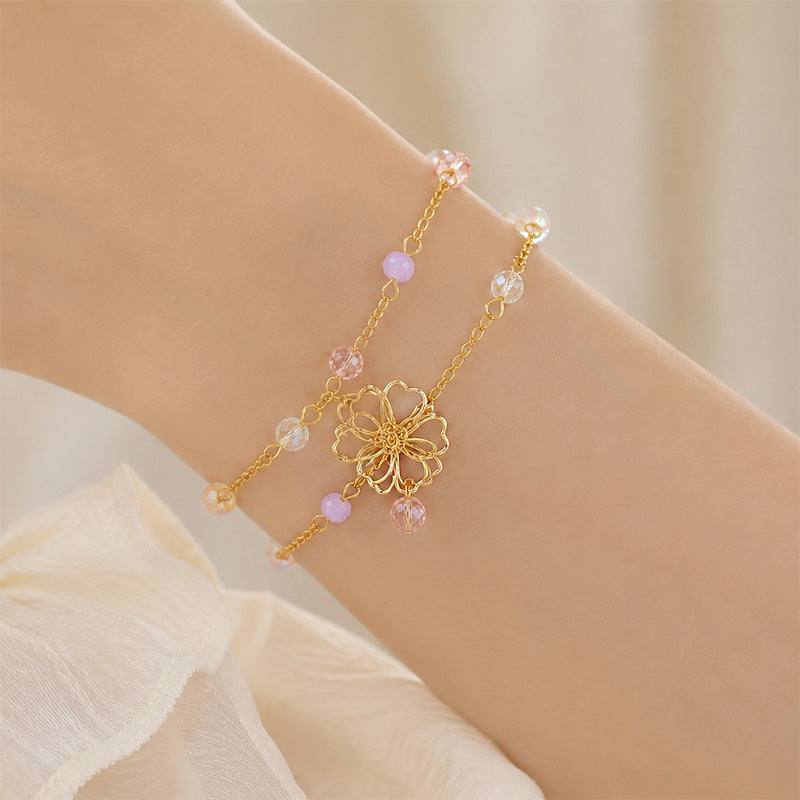 Sakura japanilainen kaksinkertainen ketju rannekoru