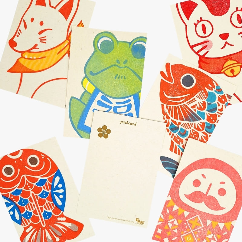 Japanilainen postikortti Kitsune