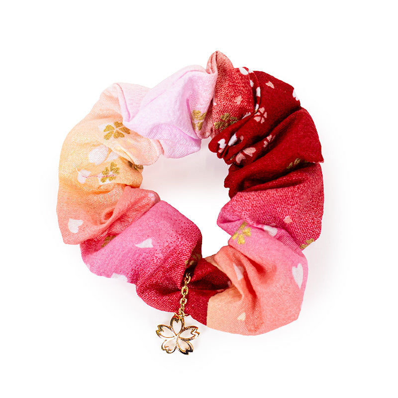 Scrunchie-hiuslenkki Japanilaista Kangasta Vaaleanpunainen
