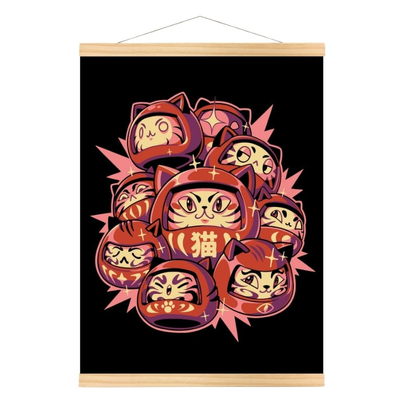 Daruma Cat Japanilainen juliste - A3
