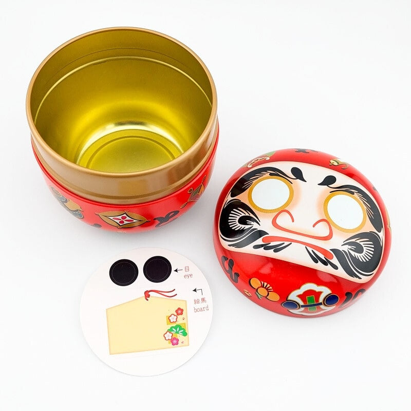 Daruma punainen metallinen teepakkaus