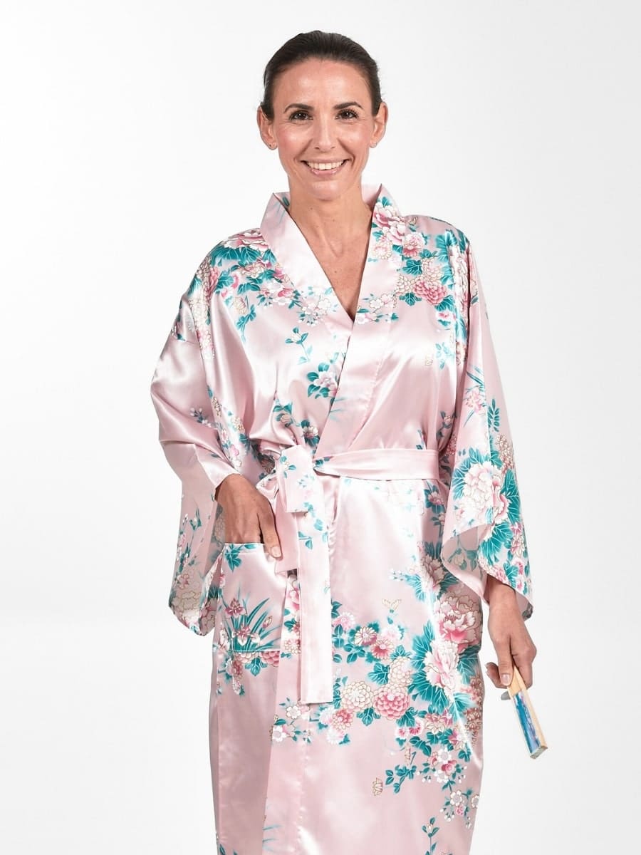 Naisten Happi Peony & Iris Kimono - Yhden kokoinen
