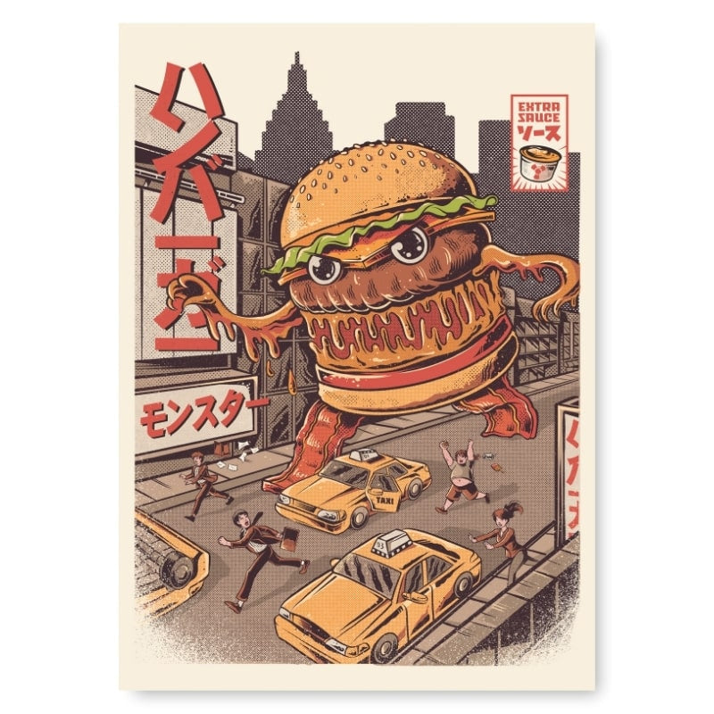Japanilainen Burgerzilla-juliste - A3