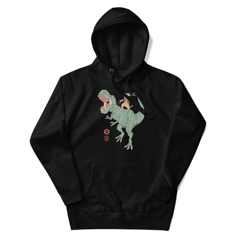 Neko T-Rex japanilainen huppari - S / Musta