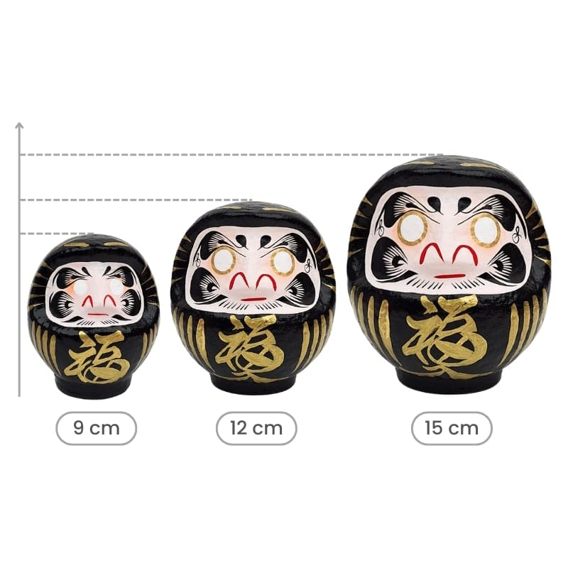 Japanilainen Daruma Musta - 9-15 cm