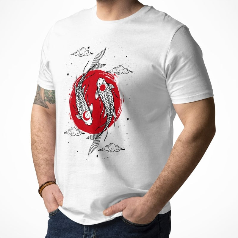 Japanilainen Duo Koi Carp T-paita
